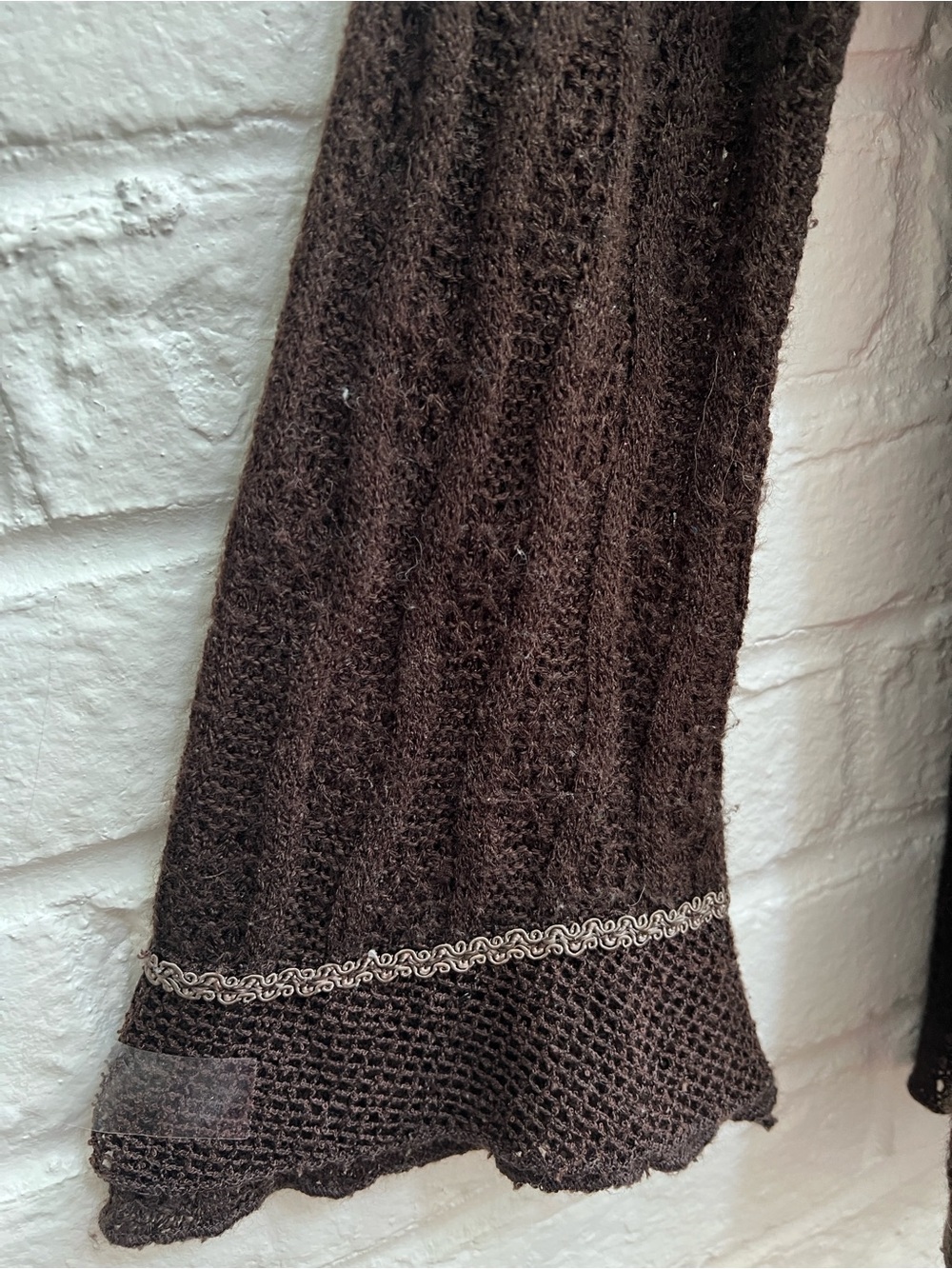 PRETTY ANGEL Brown Embroidery beaded Sweater Longsleeve Square Neck Mesh Lace - Picture 9 of 15